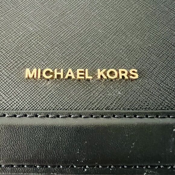 MICHAEL KORS Jet Set Solid Black Leather Full Flap Chain Crossbody Bag - Picture 3 of 9